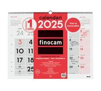 Finocam - Calendario Neutro de Pared Mixto XL 2025 Mes Vista Enero 2025 - Diciembre 2025 (12 meses) Catalán