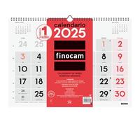 Finocam - Calendario Neutro de Pared Números Grandes 2025 Mes Vista Enero 2025 - Diciembre 2025 (12 meses) Español