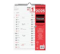 Finocam - Calendario Neutro de Pared para Escribir Dos Columnas 2025 Mes Vista Enero 2025 - Diciembre 2025 (12 meses) Español