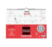 Finocam - Calendario Neutro Pared 16 Meses 2024 2025 Mes Vista Septiembre 2024 - Diciembre 2025 (16 meses) Neutro Catalán