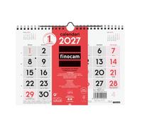 Finocam Calendario Pared Números Grandes 2027 | Neutro · Idioma: Catalán