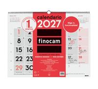 Finocam Calendario de Pared Número Grandes 2027 | Neutro · Idioma: Español - Calendario mensual - Planificación y Organización