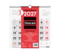 Finocam Calendario Pared Números Grandes 2027 | Neutro · Idioma: Español