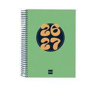 Finocam Cool Agenda Curso 2026 2027 Diaria| Verde · Catalán | 1 Día Página. Septiembre 2026 Junio 2027 (curso lectivo) + Julio y Agosto resumidos. Agenda escolar