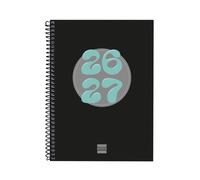 Finocam Cool Agenda Curso 2026 2027 | Semana Vista Horizontal · Septiembre 2026 - Junio 2027 (curso lectivo) + Julio y Agosto resumidos | Negro · Idioma: Español - Agenda escolar - Agenda semanal