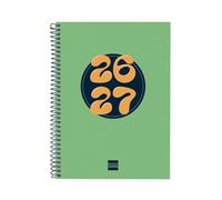 Finocam Cool Agenda Curso 2026 2027 | Semana Vista Horizontal · Septiembre 2026 - Junio 2027 (curso lectivo) + Julio y Agosto resumidos | Verde · Idioma: Catalán - Agenda escolar - Agenda semanal