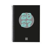 Finocam Cool Agenda Curso 2026 2027 | Semana Vista Horizontal · Septiembre 2026 - Junio 2027 (curso lectivo) + Julio y Agosto resumidos | Negro · Idioma: Español - Agenda escolar - Agenda semanal