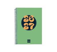 Finocam Cool Agenda Curso 2026 2027 Semanal | Verde · Español | Semana Vista Horizontal. Septiembre 2026 Junio 2027 (curso lectivo) + Julio y Agosto resumidos. Agenda escolar