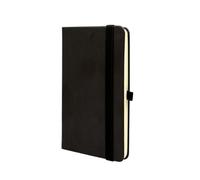 Finocam - Cuaderno Class Tapa Dura Liso Negro | Cuaderno de Bolsillo - A6 de Hojas Microperforadas | Bolsillo y Portabolígrafo | 96 Hojas,con 2 Cintas Punto