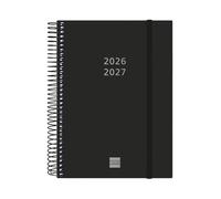 Finocam Espiral Agenda 18 meses 2026 2027 | 2 Días Página · Julio 2026 - Diciembre 2027 | Negro · Internacional - Agenda diaria