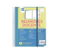 Finocam - Libreta de Reuniones para Docentes | 75 Plantillas | 13 Hojas en Blanco | 122 Pegatinas | Tapa Personalizable | Espiral Metálica | Planificador de Clases, Blanco, Mediano, Papel | Español