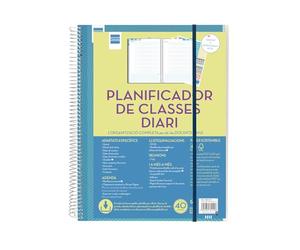 Finocam - Planificador de Clases Diario 1 Día Página | Espacio para 8 Clases Diarias | Tapas Personalizables y Resistentes | Incluye Adhesivos y Fundas | Multicolor, Grande, Papel | Catalán