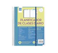 Finocam - Planificador de Clases Diario Docente | Espacio para 8 Clases Diarias | 24 Hojas de Listas y Evaluaciones | Incluye Pegatinas y dos Fundas Transparentes, 4º (155x212mm), MEDIANO | Español