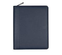 Finocam - Portadocumentos A4 ANDREA - Azul | Portadocumentos de Piel | Portafolio con Cremallera - Portaboligrafo y bolsillo interior para tablet | Equipado con bloc de notas