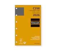 Finocam - Recambio agenda Classic 2026 1 Día Página | Enero - Diciembre (12 meses) | Recambio anual agenda C298 con 6 taladros - Español