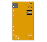 Finocam - Recambio agenda Classic 2026 1 Día Página | Enero - Diciembre (12 meses) | Recambio anual agenda C998 con 6 taladros - Español