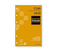 Finocam - Recambio agenda Classic 2026 Semana Vista Horizontal | Enero - Diciembre (12 meses) | Recambio anual agenda C299 con 6 taladros - Español