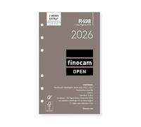 Finocam - Recambio agenda Open 2026 1 Día Página | Enero - Diciembre (12 meses) | Recambio anual agenda R498 con 6 taladros - Español