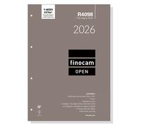 Finocam - Recambio agenda Open 2026 1 Día Página | Enero - Diciembre (12 meses) | Recambio anual agenda R4098 con 4 taladros - Español