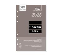 Finocam - Recambio agenda Open 2026 2 Días Página | Enero - Diciembre (12 meses) | Recambio anual agenda R597 con 6 taladros - Español