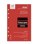 Finocam - Recambio agenda Open 2026 2 Días Página | Enero - Diciembre (12 meses) | Recambio anual agenda R597 con 6 taladros - Español