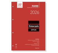 Finocam - Recambio agenda Open 2026 Semana Vista Vertical | Enero - Diciembre (12 meses) | Recambio anual agenda R4099 con 4 taladros - Español