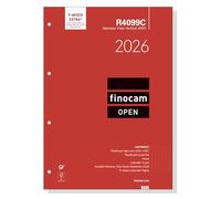 Finocam - Recambio agenda Open 2026 Semana Vista Vertical | Enero - Diciembre (12 meses) | Recambio anual agenda R4099C 4 taladros - Catalán