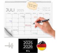 Finoly Calendario de Pared 2025 en Alemán | Calendario Mensual 2025/2026 de Julio 2025 a Diciembre 2026 | Planificador Anual 2025 | Almanaque Mensual de Pared (Minimalista)