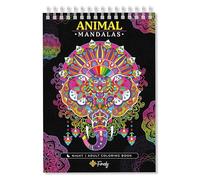 Finoly Libro Mandalas Colorear Adultos No Traspasa la Tinta | Cuaderno Mandala Adulto | Libros de Colorear para Adultos Animales A4 Papel Premium | Encuadernación Espiral (Noche)
