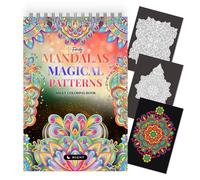 Finoly Libro Mandalas Colorear Adultos No Traspasa la Tinta | Cuaderno Mandalas Adultos | Mandala para Colorear Adulto Animales A4 Papel Premium (Patrones de magia Noche)