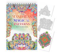 Finoly Libro Mandalas Colorear Adultos No Traspasa la Tinta | Cuaderno Mandalas Adultos | Mandala para Colorear Adulto Animales A4 Papel Premium (Patrones de magia día)