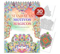 Finoly Libro Mandalas Colorear Adultos No Traspasa la Tinta | Cuaderno Mandalas Adultos Reduce el Estrés | Mandala para Colorear Adulto A4 Encuadernación Espiral
