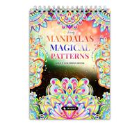 Finoly Mandalas Colorear Adultos en A4 | Libro Mandalas Colorear Adultos Magical Patterns con Papel Grueso Premium | CLibro Cuaderno Colorear Adulto con Encuadernación en Espiral (Noche)
