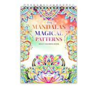 Finoly Mandalas Colorear Adultos en A4 | Libro Mandalas Colorear Adultos Magical Patterns con Papel Grueso Premium | Cuaderno Mandalas Adultos con Encuadernación en Espiral (Día)