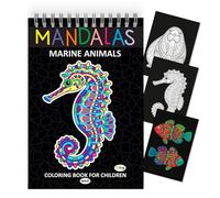 Finoly Mandalas para Colorear Niños y Niñas | Mandalas para Colorear Animales del Mar | Libros de Mandalas para Colorear en A4 | Libros de Mandalas para Niños con Papel Premium (Noche)