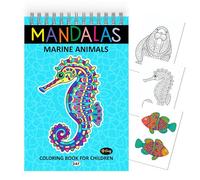 Finoly Mandalas para Colorear Niños y Niñas | Mandalas para Colorear Animales | Libros de Mandalas para Colorear en A4 | Libros de Mandalas para Niños con Papel Premium (Animales marinos día)