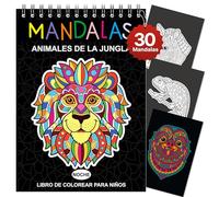 Finoly Mandalas para Colorear Niños y Niñas Reduce el Estrés | Mandalas para Colorear Animales A4 | Libros de Mandala para Niños No Traspasa la Tinta