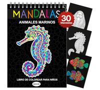 Finoly Mandalas para Colorear Niños y Niñas Reduce el Estrés | Mandalas para Colorear Animales | Libros de Mandalas para Colorear A4 | Libros de Mandalas para Niños No Traspasa la Tinta