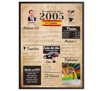 Finoly Tarjeta Cumpleaños Original 20 Años | Poster Año Nacimiento 2005 | Poster Cumpleaños Vintage 2005 | Regalo Cumpleaños Hombre 20 Años | Regalo Aniversario Original