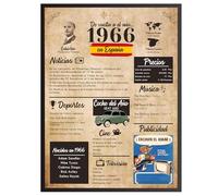 Finoly Tarjeta Cumpleaños Original 60 Años | Poster Año Nacimiento 1966 | Regalo Cumpleaños Hombre | Regalo Cumpleaños Mujer 60 Años | Regalo Aniversario Original | Cartel Decoración Fiesta 1966