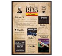 Finoly Tarjeta Cumpleaños Original 90 Años | Poster Año Nacimiento 1935 | Poster Cumpleaños Vintage 1935 | Regalo Cumpleaños Hombre 90 Años | Tarjeta Cumpleaños Vintage | Cartel Decoración Fiesta