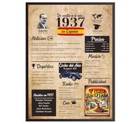 Finoly Tarjeta Cumpleaños Original | Poster Año Nacimiento 1937 | Regalo Cumpleaños Hombre | Regalo Cumpleaños Mujer | Regalo Aniversario Original | Cartel Decoración Fiesta 1937