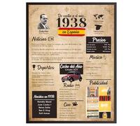 Finoly Tarjeta Cumpleaños Original | Poster Año Nacimiento 1938 | Elige del Año 1934 al 2008 | Regalo Cumpleaños Hombre Mujer | Regalo Aniversario Original | Cartel Decoración Fiesta 1938