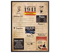 Finoly Tarjeta Cumpleaños Original | Poster Año Nacimiento 1941 | Elige del Año 1934 al 2008 | Regalo Cumpleaños Hombre Mujer | Regalo Aniversario Original | Cartel Decoración Fiesta 1941