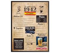 Finoly Tarjeta Cumpleaños Original | Poster Año Nacimiento 1942 | Elige del Año 1934 al 2008 | Regalo Cumpleaños Hombre Mujer | Regalo Aniversario Original | Cartel Decoración Fiesta 1942