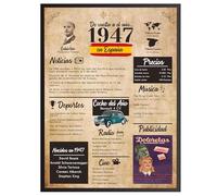 Finoly Tarjeta Cumpleaños Original | Poster Año Nacimiento 1947 | Elige del Año 1934 al 2008 | Regalo Cumpleaños Hombre Mujer | Regalo Aniversario Original | Cartel Decoración Fiesta 1947