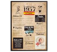 Finoly Tarjeta Cumpleaños Original | Poster Año Nacimiento 1957 | Elige del Año 1934 al 2008 | Regalo Cumpleaños Hombre Mujer | Regalo Aniversario Original | Cartel Decoración Fiesta 1957