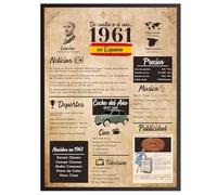 Finoly Tarjeta Cumpleaños Original | Poster Año Nacimiento 1961 | Regalo Cumpleaños Hombre | Regalo Cumpleaños Mujer | Regalo Aniversario Original | Cartel Decoración Fiesta 1961