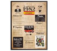 Finoly Tarjeta Cumpleaños Original | Poster Año Nacimiento 1982 | Elige del Año 1934 al 2008 | Regalo Cumpleaños Hombre Mujer | Regalo Aniversario Original | Cartel Decoración Fiesta 1982