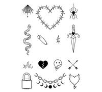 Finoly Tatuajes Temporales Semipermanentes Adultos Duración 2 Semanas Pack 15 Uds | Tatuajes Temporales Hombre y Mujer Resistentes al Agua | Tattoos Temporales Falsos Brazo, Cuello, Pierna (Rebel)